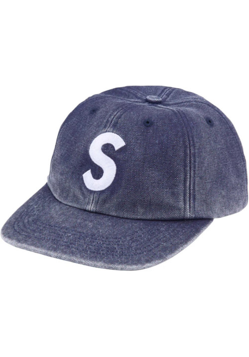 Supreme Pigment Coated Canvas S Logo Navy