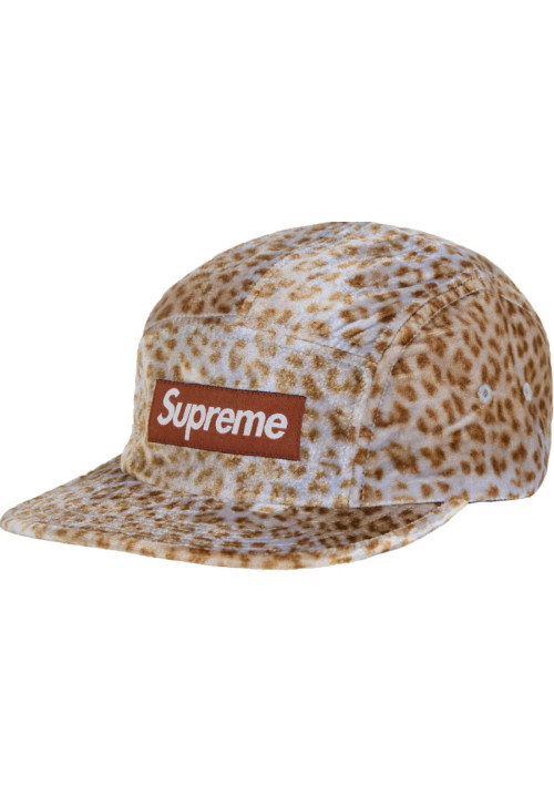 Supreme Leopard Velvet Camp Cap Tan